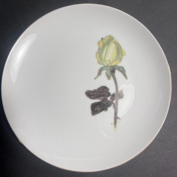 Six Vtg Narumi China Rose Floral Dessert Plates Pin Yellow Cottage Core RARE - Picture 4 of 5